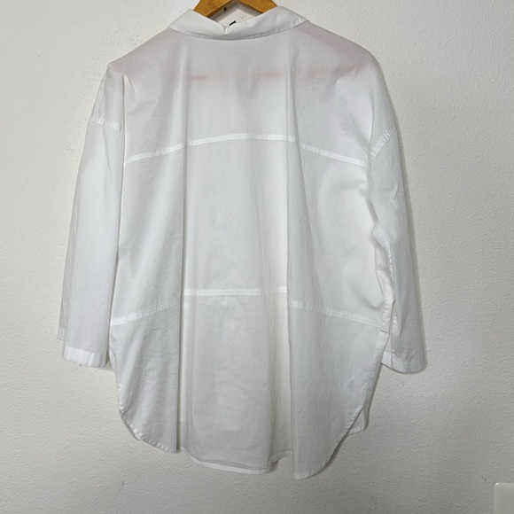 Eileen Fisher cotton/spandex white 3/4 sleeve button down blouse size XL/TG - Picture 2 of 5